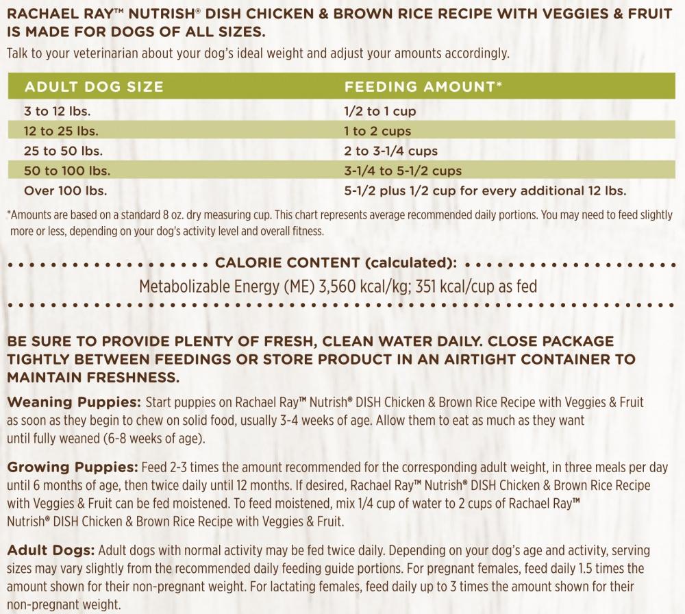 Rachael Ray Nutrish Dish Natural Chicken & Brown Rice with Fruit & Veggies Recipe  Dry Dog Food - Serving NY - NJ