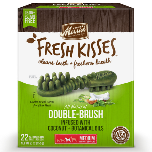 Merrick Fresh Kisses Dog Dental Treats Coconut Plus Botanical Oils Recipe Dog Treats for Medium Breeds