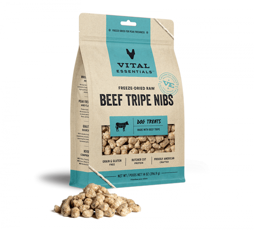 Vital Essentials Freeze Dried Beef Tripe Nibblets Grain Free Limited Ingredient Dog Treats