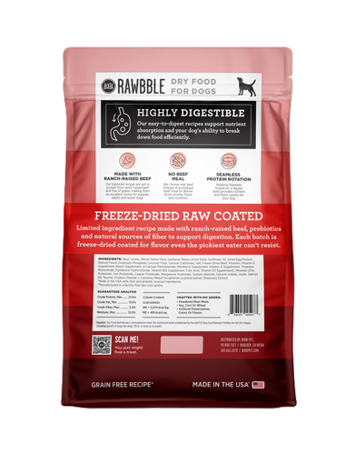 Bixbi Rawbble Freeze Dried Grain Free Beef Recipe for Dogs