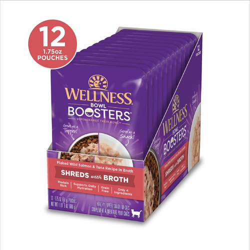 Wellness Bowl Boosters Flaked Salmon & Tuna in Broth Wet Cat Food Topper