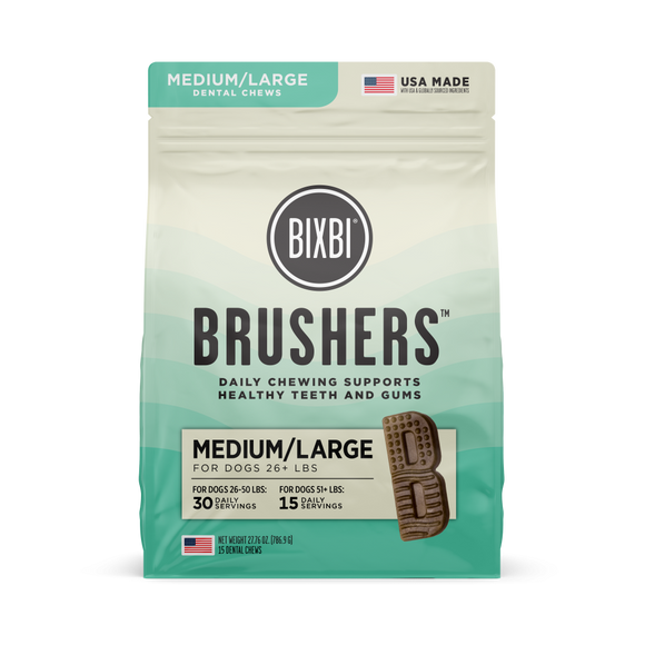 Bixbi Dog Brushers Dental Chew for Medium & Large Dogs