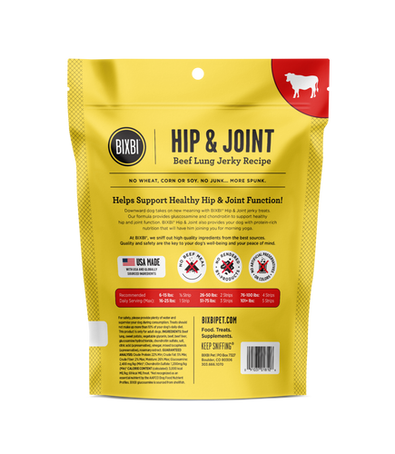 Bixbi Hip and Joint Beef Lung Jerky Dog Treats