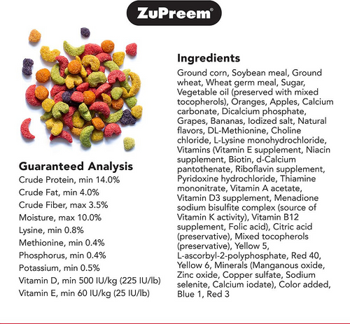 Zupreem FruitBlend Flavor Food with Natural Flavors for Parrots and Conures