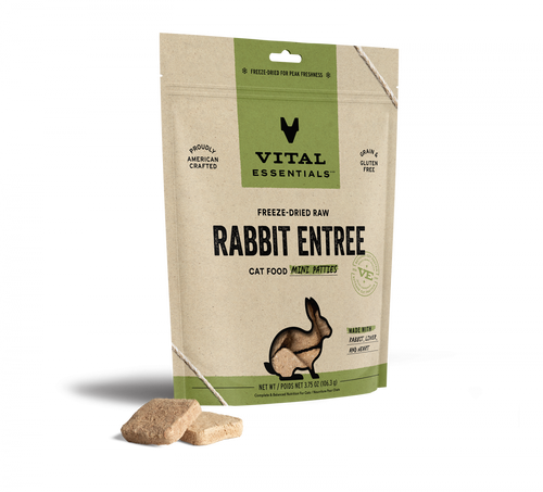 Vital Essentials Freeze Dried Raw Rabbit Entree Cat Food Mini Patties