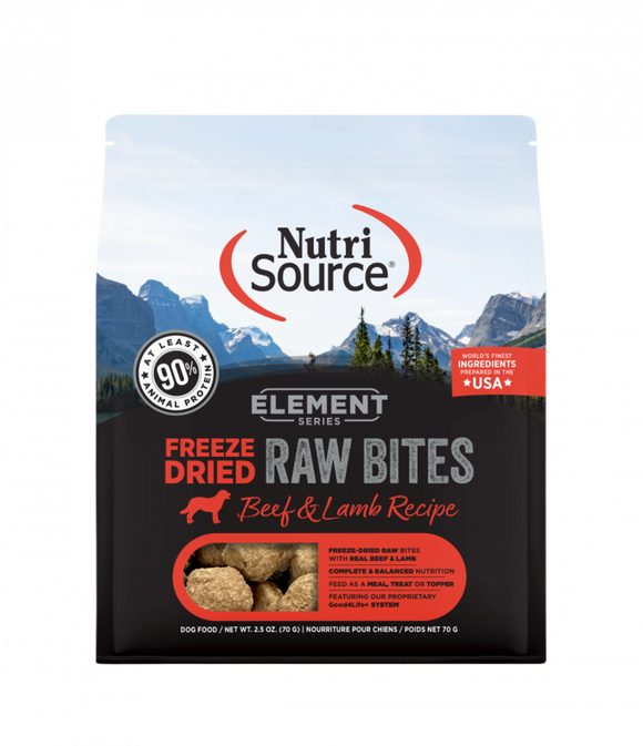 NutriSource Element Series Freeze Dried Raw Bites Beef and Lamb Recipe