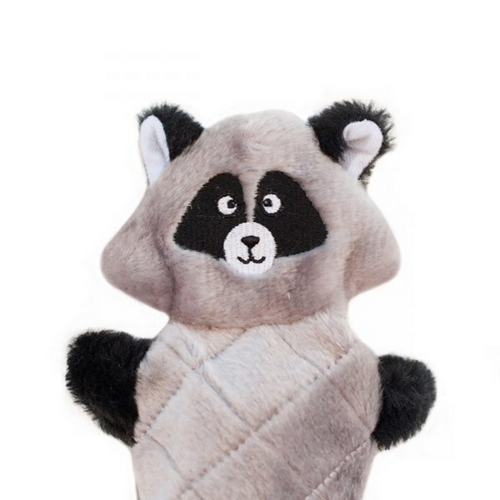 ZippyPaws Jigglerz No Stuffing Raccoon Plush Dog Toy