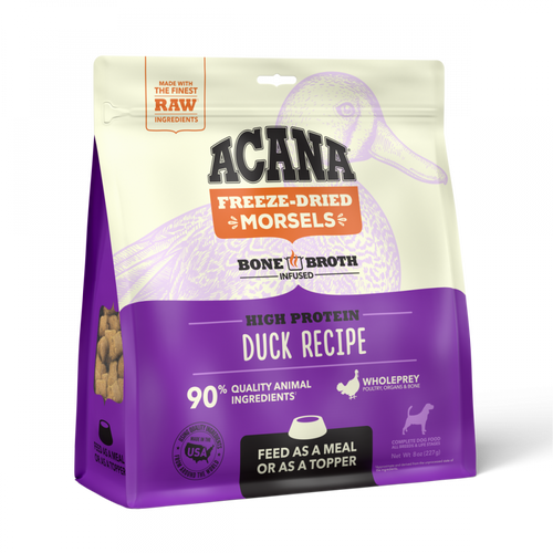 ACANA Freeze Dried Dog Food & Topper, Grain Free, High Protein,  Fresh & Raw Animal Ingredients, Duck Recipe, Morsels