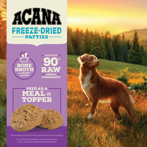 ACANA Freeze Dried Dog Food and Topper Grain Free High Protein Fresh and Raw Animal Ingredients Duck Recipe Patties