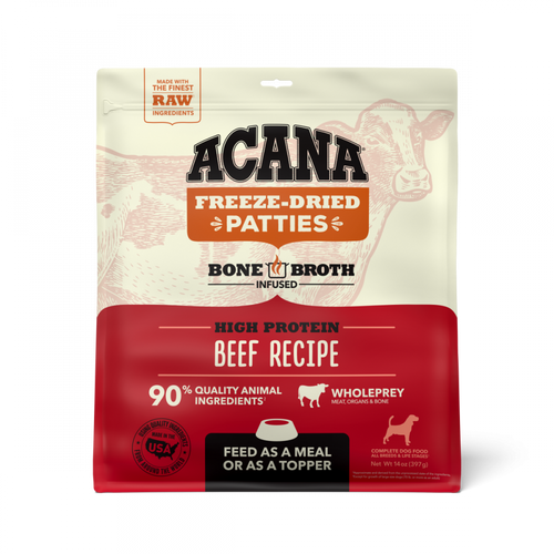 ACANA Freeze Dried Dog Food & Topper, Grain Free, High Protein,  Fresh & Raw Animal Ingredients, Ranch Raised Beef Recipe, Patties