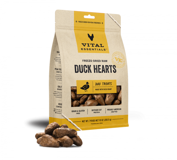 Vital Essentials Freeze Dried Raw Duck Hearts Dog Treats