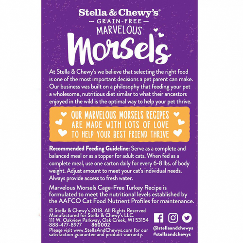 Stella & Chewy's Marvelous Morsels Cage Free Turkey Recipe Wet Cat Food