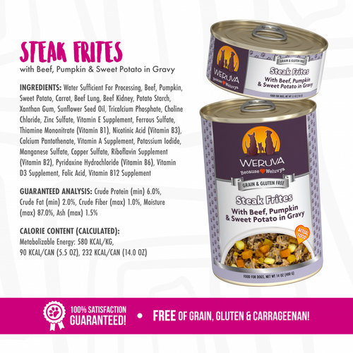 Weruva Steak Frites with Beef, Pumpkin & Sweet Potato in Gravy Canned Dog Food