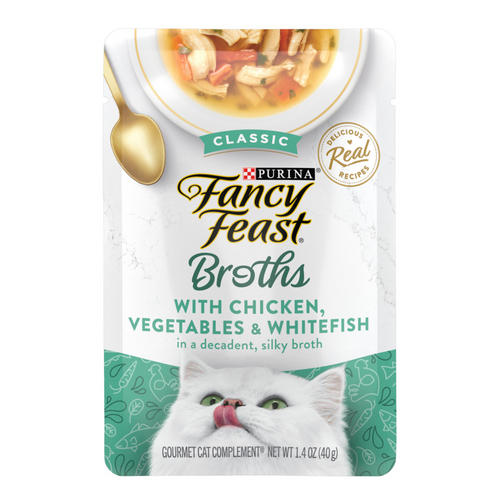 Fancy Feast Broths Classic Chicken, Vegetables & Whitefish Supplemental Cat Food Pouches