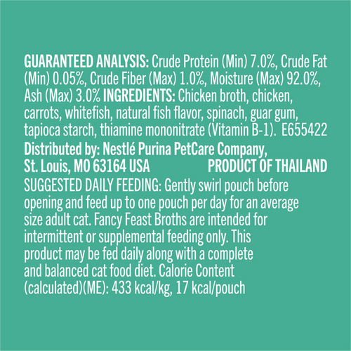 Fancy Feast Broths Classic Chicken, Vegetables & Whitefish Supplemental Cat Food Pouches