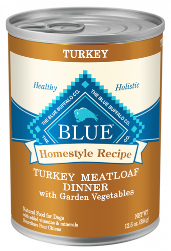 Blue Buffalo Homestyle Recipe Adult Turkey Meatloaf Dinner with Garden Vegetables Canned Dog Food