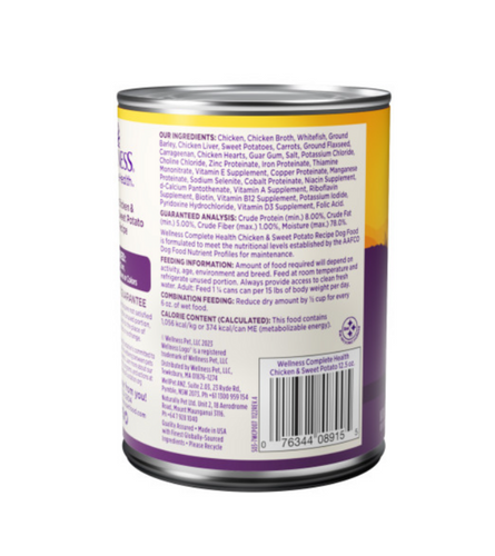 Wellness Complete Health Natural Chicken and Sweet Potato Recipe Wet Canned Dog Food