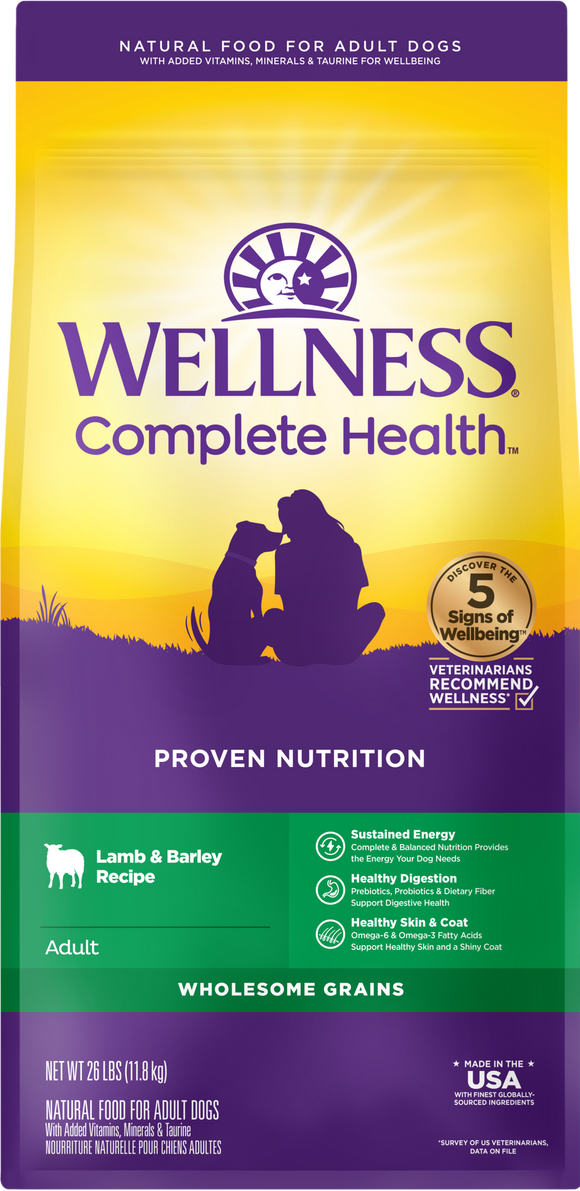 Wellness Complete Health Natural Lamb & Barley Recipe Dry Dog Food