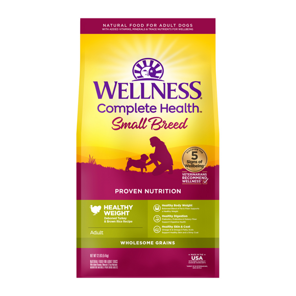 Wellness Complete Health Natural Small Breed Healthy Weight Turkey and Brown Rice Recipe Dry Dog Food