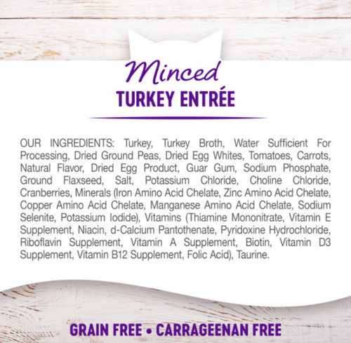 Wellness Grain Free Natural Minced Turkey Entree Wet Canned Cat Food