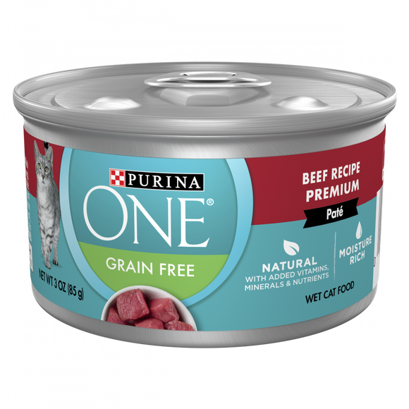 Purina ONE Grain Free Premium Pate Beef Canned Cat Food