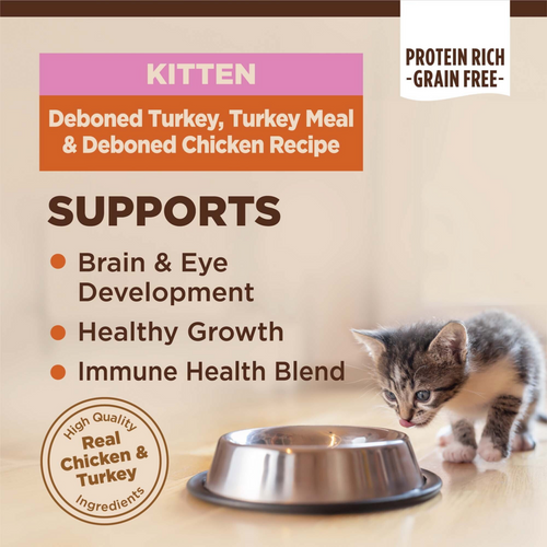 Wellness CORE Grain Free Natural Kitten Health Turkey, Turkey Meal and Chicken Recipe Dry Cat Food