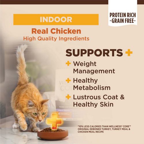 Wellness CORE Grain Free Natural Indoor Health Chicken and Turkey Recipe Dry Cat Food