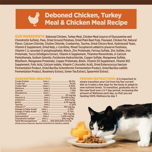 Wellness CORE Grain Free Natural Indoor Health Chicken and Turkey Recipe Dry Cat Food