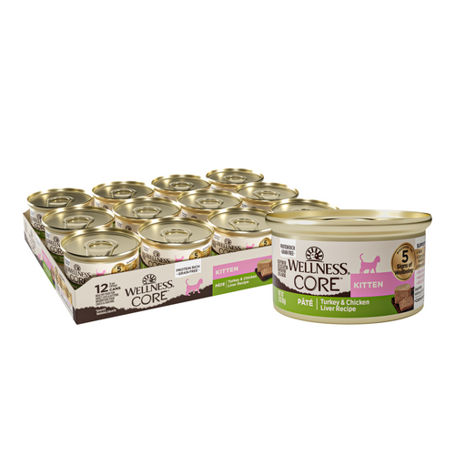 Wellness CORE Grain Free Natural Kitten Health Turkey and Chicken Smooth Pate Canned Cat Food