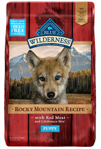 Blue Buffalo Wilderness Rocky Mountain Grain Free Natural Red Meat High Protein Recipe Puppy Dry Dog Food