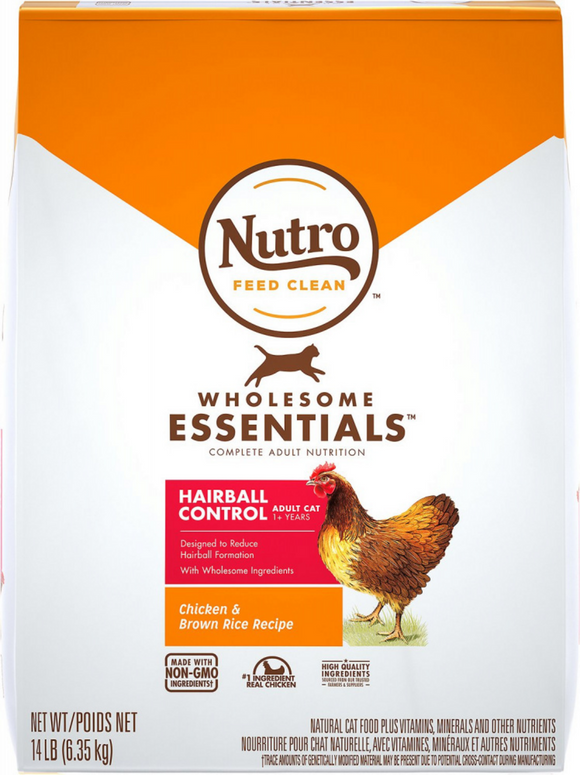 Nutro Wholesome Essentials Hairball Control Adult Chicken and Brown Rice Dry Cat Food