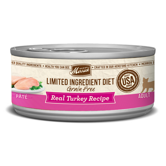 Merrick Limited Ingredient Diet Premium Grain Free And Natural Canned Pate Wet Cat Food, Turkey Recipe