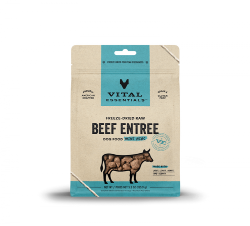 Vital Essentials Freeze Dried Grain Free Beef Mini Nibs Entree for Dogs Food