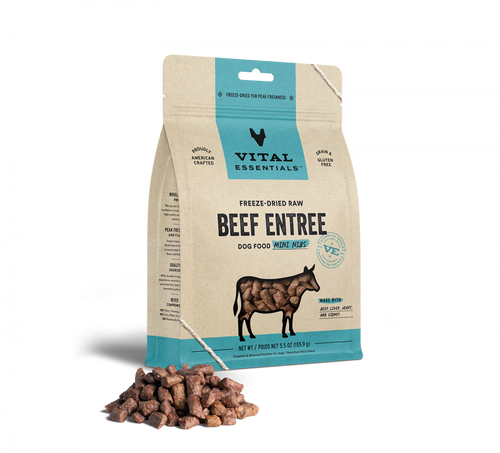 Vital Essentials Freeze Dried Beef Grain Free Mini Patties Entree for Dogs Food