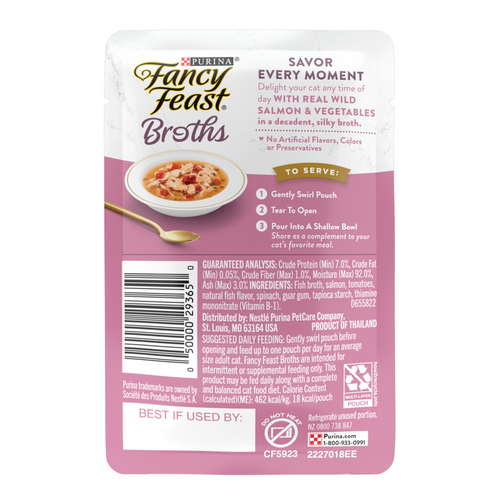 Fancy Feast Classic Broths with Wild Salmon & Vegetables Supplemental Cat Food Pouches