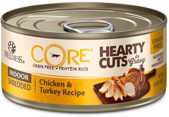 Wellness CORE Natural Grain Free Hearty Cuts Indoor Chicken and Turkey Canned Cat Food