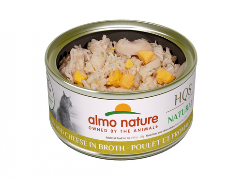 Almo Nature HQS Natural Cat Grain Free Chicken and Cheese In Broth Canned Cat Food