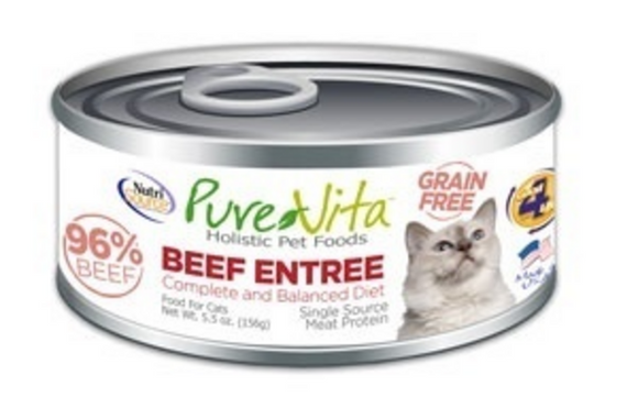 PureVita Grain Free 96% Real Beef Entree Canned Cat Food