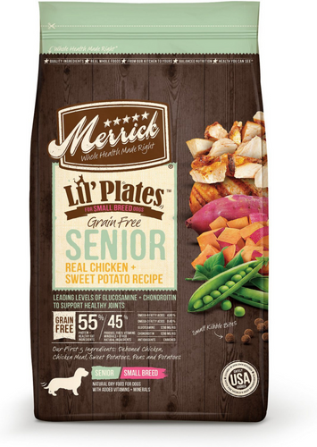 Merrick Lil Plates Grain Free Senior Real Chicken And Sweet Potato Recipe Dry Dog Food Serving NY NJ Pet Goods