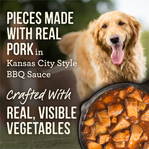 Merrick Wet Dog Food Slow-Cooked BBQ Kansas City Style with Chopped Pork Grain Free Canned Dog Food