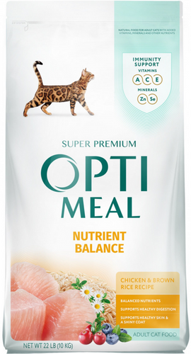 Optimeal Nutrient Balance Chicken & Brown Rice Recipe Adult Cat Dry Food