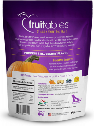 Fruitables Pumpkin & Blueberry Flavor Crunchy Dog Treats