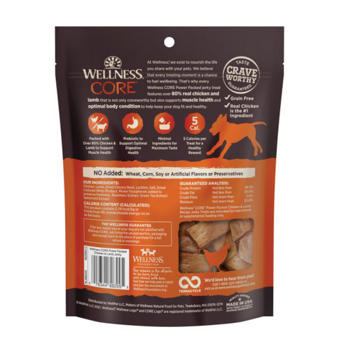 Wellness CORE Natural Grain Free Pure Rewards Chicken and Lamb Recipe Jerky Bites Dog Treats