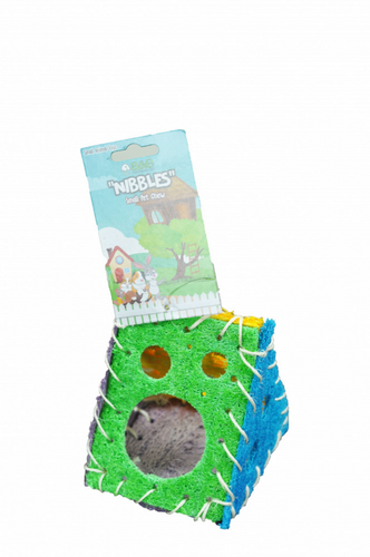 A & E Nibbles Loofah Cheeze House Small Animal Toy