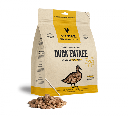 Vital Essentials Freeze Dried Grain Free Duck Mini Nibs Entree for Dogs Food