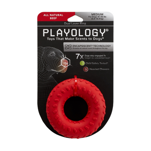 Playology Dual Layer Ring Beef Scented Dog Toy