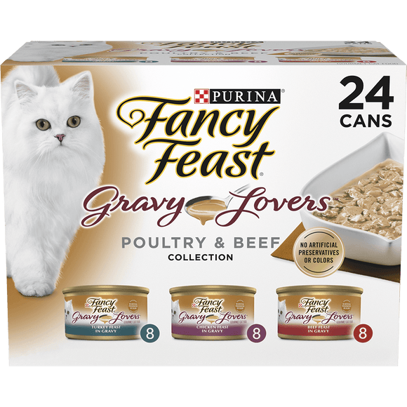 Purina Fancy Feast Gravy Lovers Poultry and Beef Gourmet Wet Cat Food Variety Pack