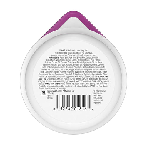 Hill's Science Diet Adult Small Paws Savory Stew with Beef & Vegetables Dog Food