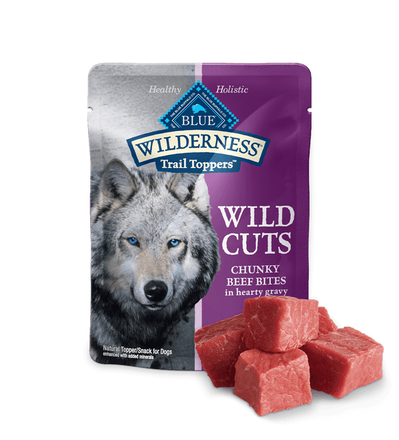 Blue Buffalo Blue Wilderness Wild Cuts Trail Toppers Chunky Beef Bites in Hearty Gravy Wet Dog Food