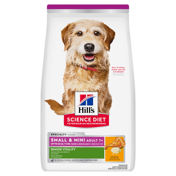 Hill's Science Diet Adult 7+ Senior Vitality Small & Mini Chicken & Rice Recipe Dog Food